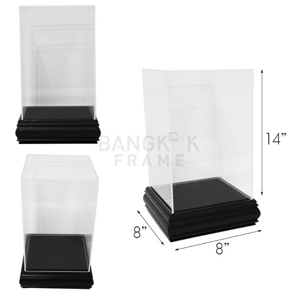 กรอบกล่องใสโชว์สินค้าฐานไม้